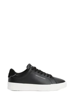 Zwart - Tommy Hilfiger Court Essential Leather Trainers