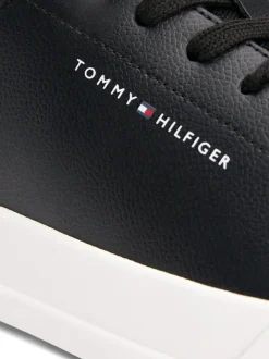 Zwart - Tommy Hilfiger Court Essential Leather Trainers
