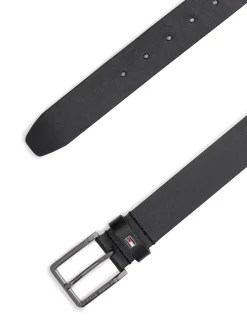 Zwart - Tommy Hilfiger leren riem met geëmailleerde vlag