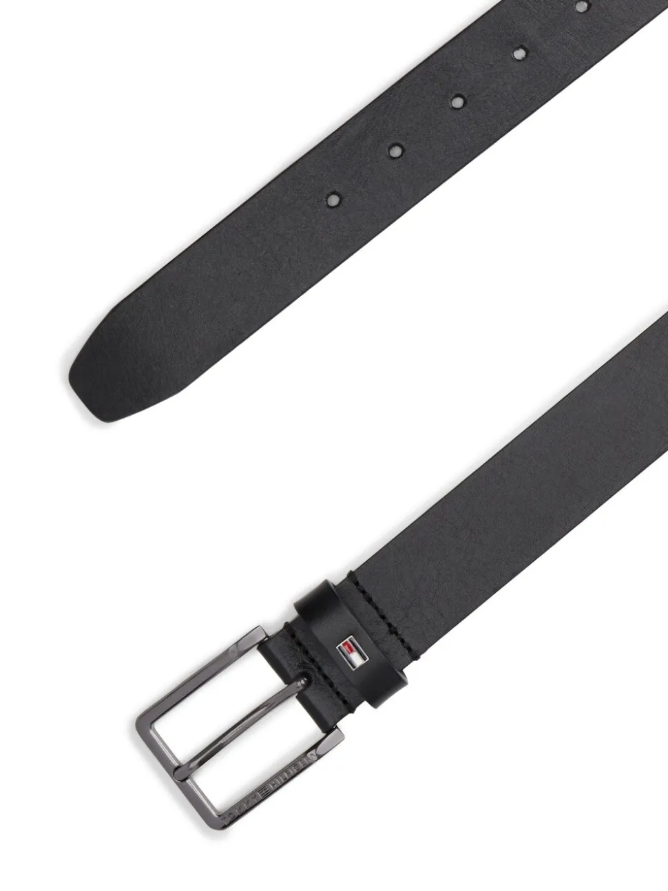 Zwart - Tommy Hilfiger leren riem met geëmailleerde vlag