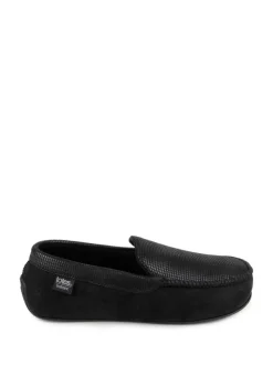 Zwart - Totes - Isotoner - Modieuze moccasinpantoffels met vierkant patroon voor heren