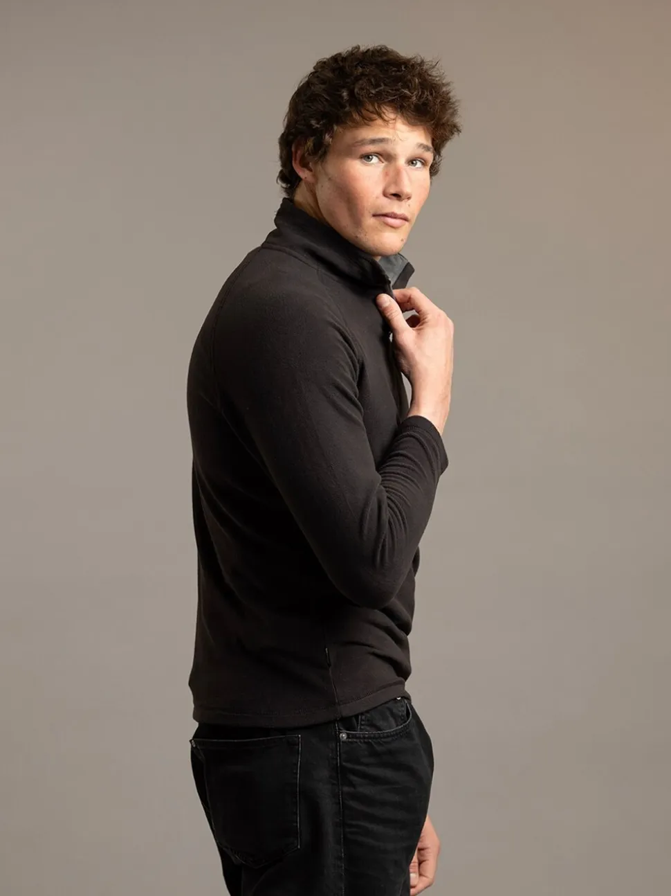Zwart - Trespass Blackford microfleece met korte rits
