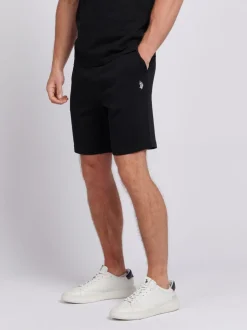 Zwart - U.S. Polo Assn Mens Double Horsemen Sweat 100% Cotton Shorts