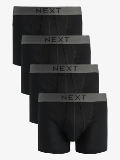 Zwart - Verpakking van 4 - A-frontboxershorts van 100% zuiver katoen