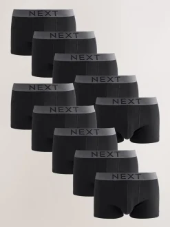 Zwart - Verpakking van 10 - Hipster boxershorts van 100% katoen