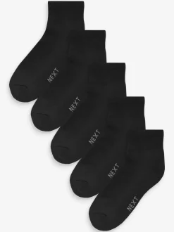 Zwart - Verpakking van 5 - Halfhoge sneakersokken met demping
