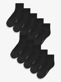 Zwart - Verpakking van 10 - Halfhoge sneakersokken met demping