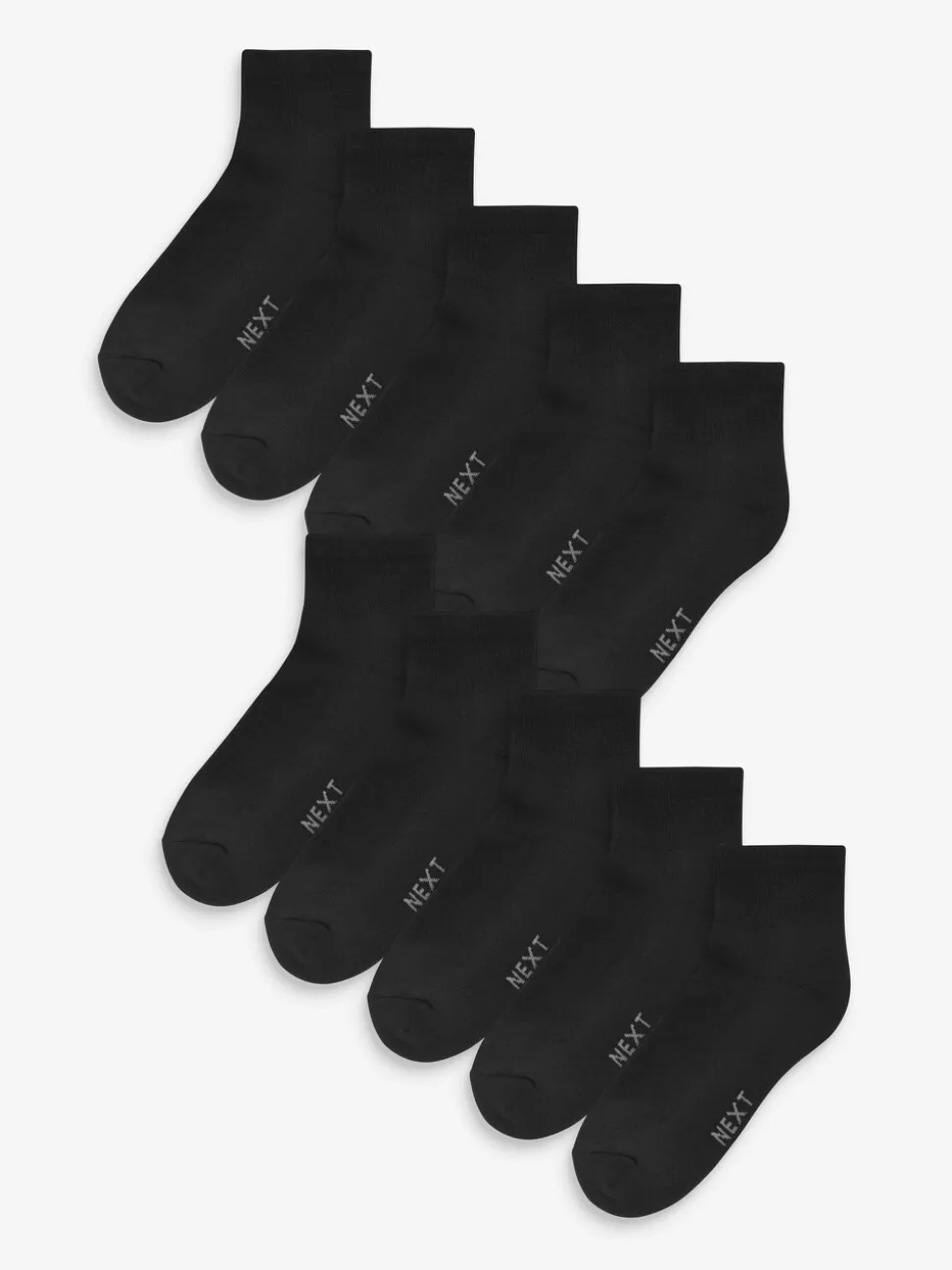 Zwart - Verpakking van 10 - Halfhoge sneakersokken met demping