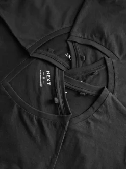 Zwart - Verpakking van 5 slim-fit 100% katoenen T-shirts met V-hals en laagjes