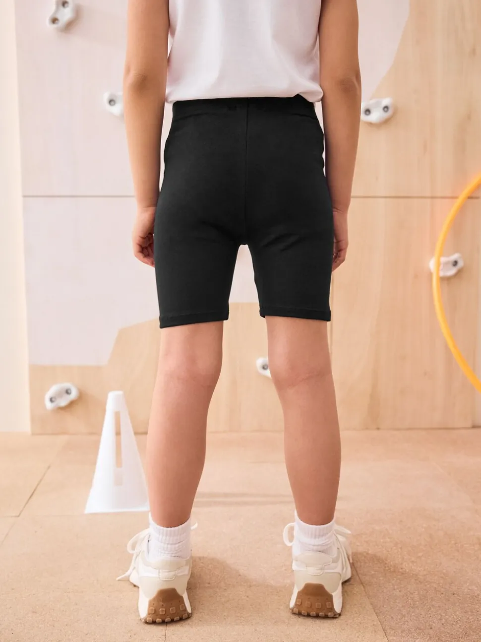 Zwart - Verpakking van 2 stretchy fietsshorts met hoog katoengehalte (3-16jr)