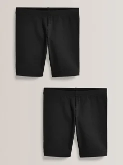 Zwart - Verpakking van 2 stretchy fietsshorts met hoog katoengehalte (3-16jr)