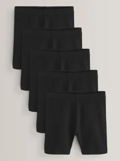 Zwart - Verpakking van 5 stretchy fietsshorts met hoog katoengehalte (3-16jr)