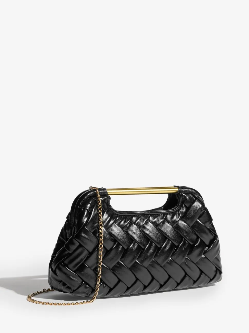 Zwart - Weave Grab Handle Clutch Bag