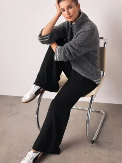 Zwart - Wide Leg Jersey Joggers