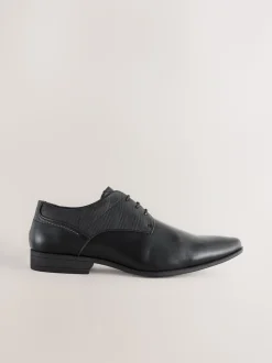 Zwart - Wijde pasvorm - Derbyschoenen met veter