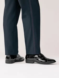 Zwart - Wijde pasvorm - Lakleren Oxford-schoenen met neusstuk