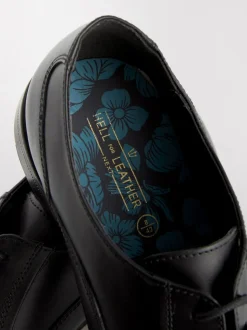 Zwart - Wijde pasvorm - Leren Oxford schoenen met neusstuk