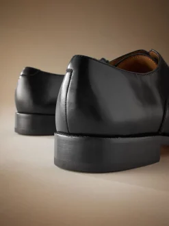 Zwart - Wijde pasvorm - Signature Leather - Oxford schoenen met neusstuk