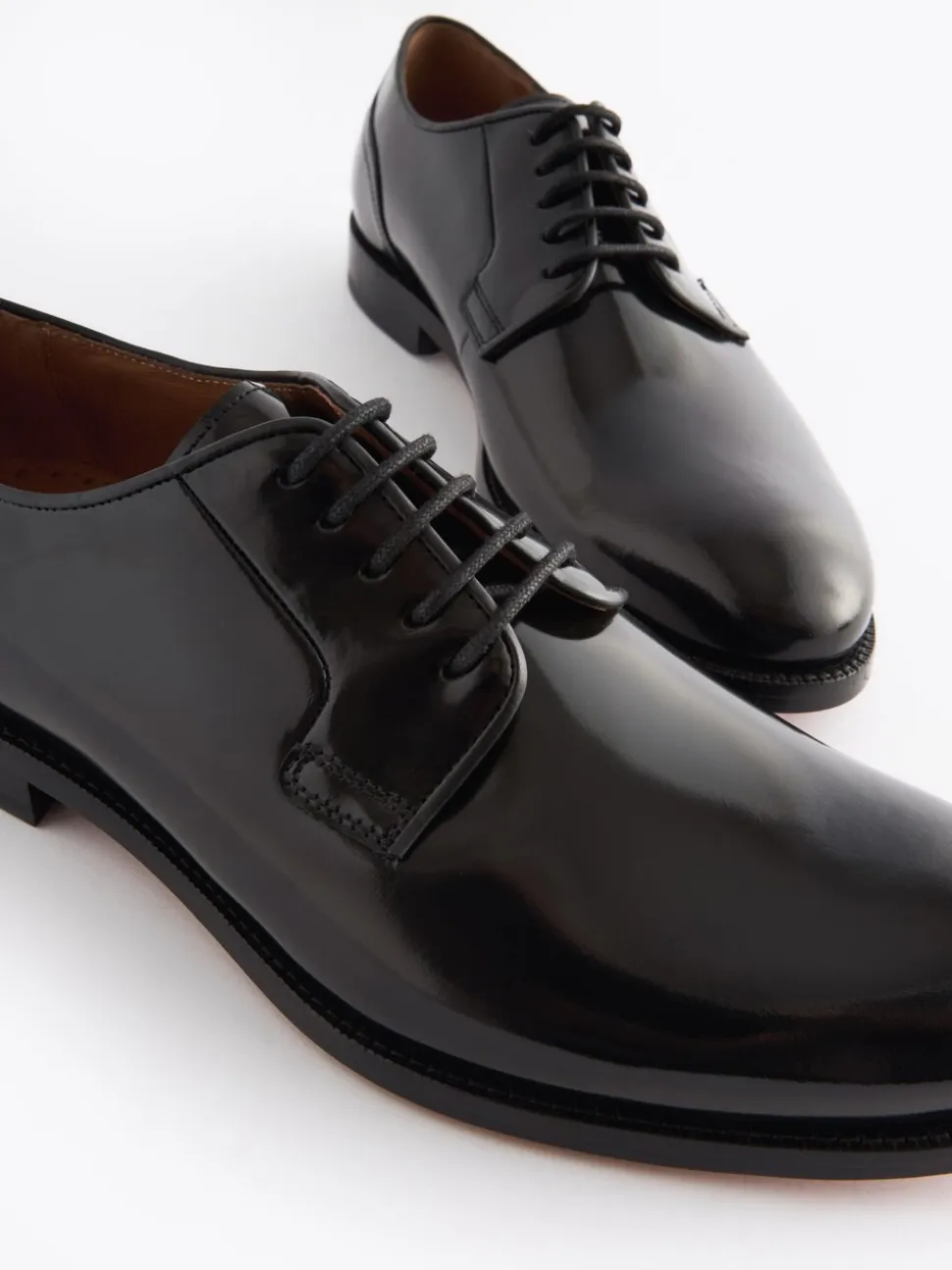 Zwart - Wijde pasvorm - Signature - Derby-schoenen met leren zool