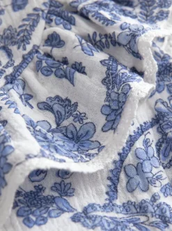 Zwart bloemenprint - 100% katoenen blouse met strik aan de voorkant (3 - 16 jr)