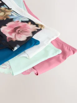 Zwart bloemenprint - 5 Niet-aftekenende slips met kanten achterkant