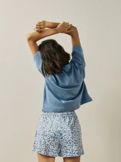 Zwart bloemenprint - Korte katoenen pyjama