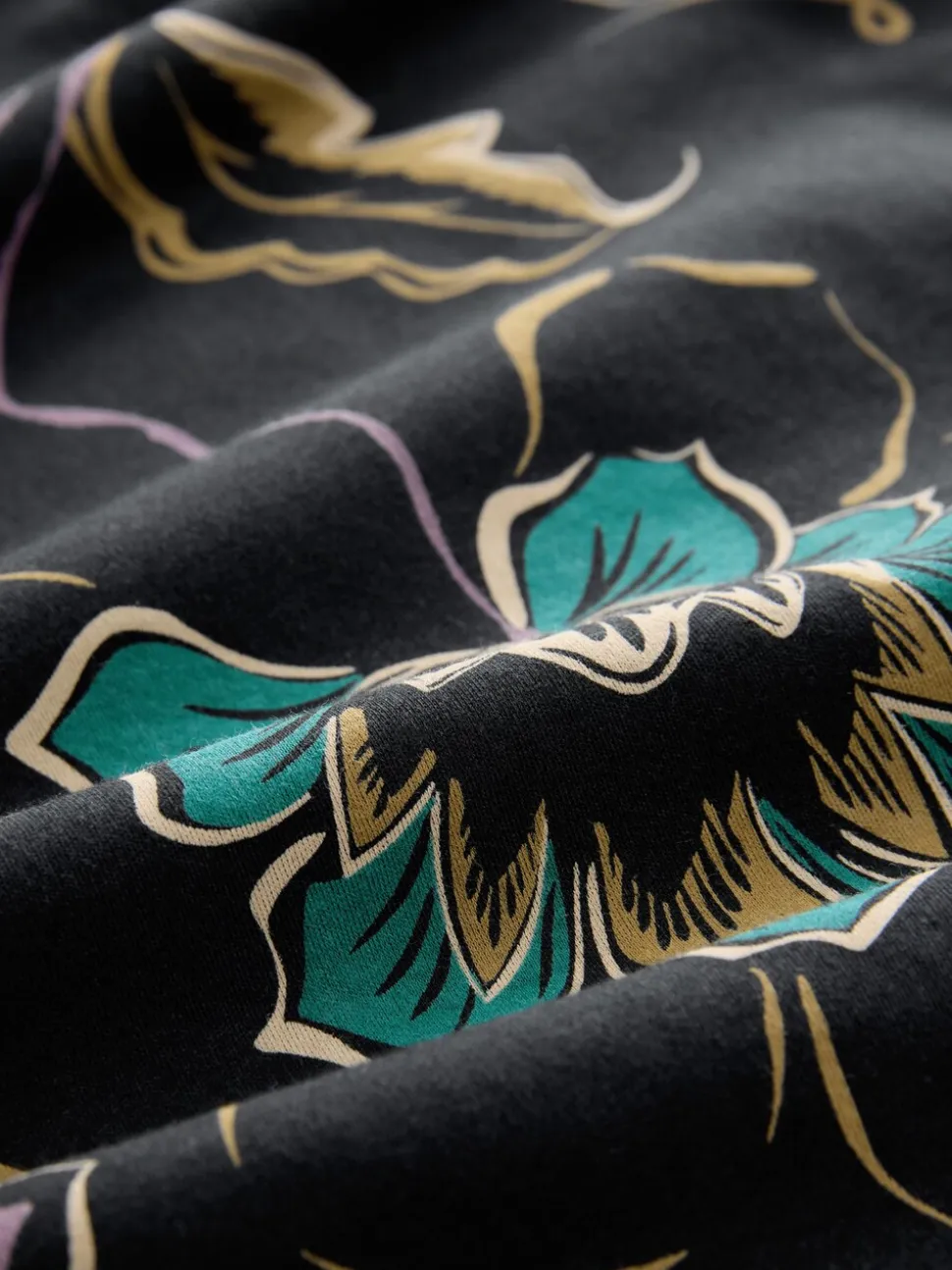 Zwart bloemenprint - Poloshirt met korte mouwen en print