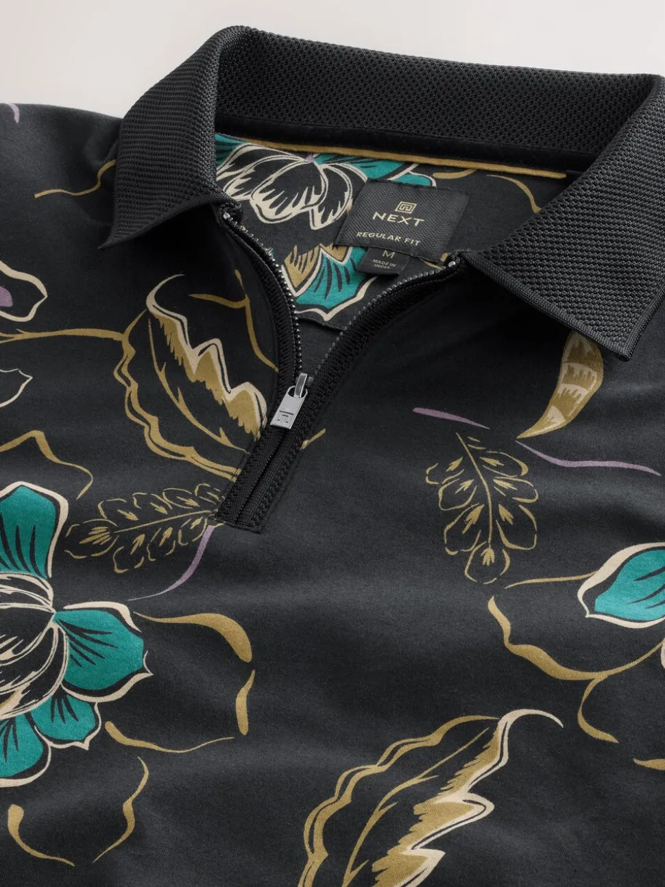 Zwart bloemenprint - Poloshirt met korte mouwen en print