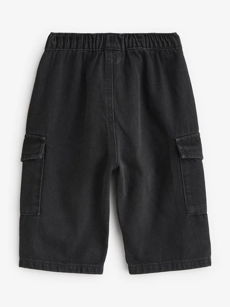 Zwart denim - 100% katoenen cargobroek met wijde pijpen en elastische taille (3mnd-7jr)