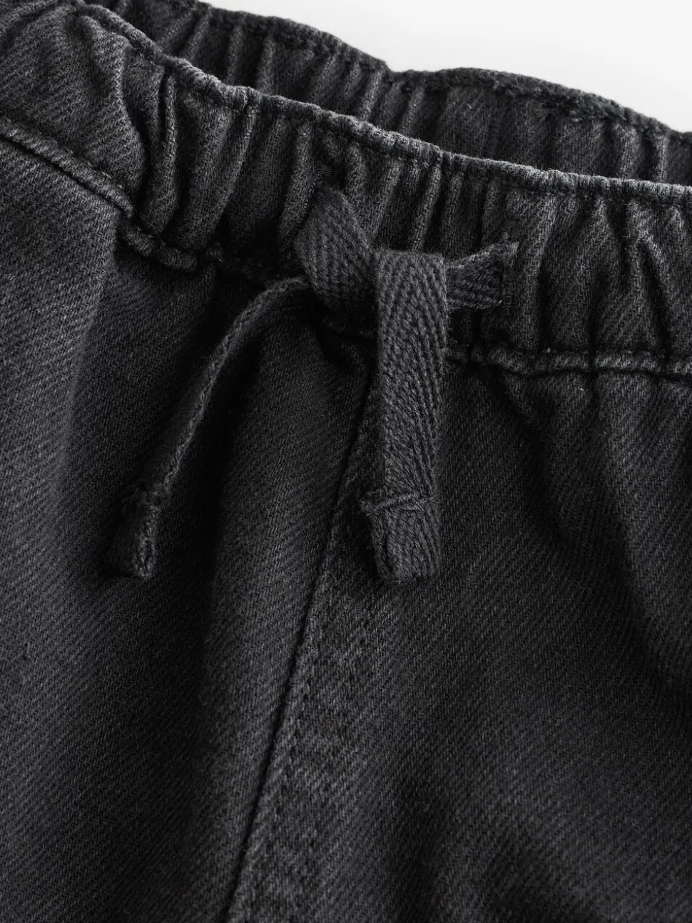 Zwart denim - 100% katoenen cargobroek met wijde pijpen en elastische taille (3mnd-7jr)