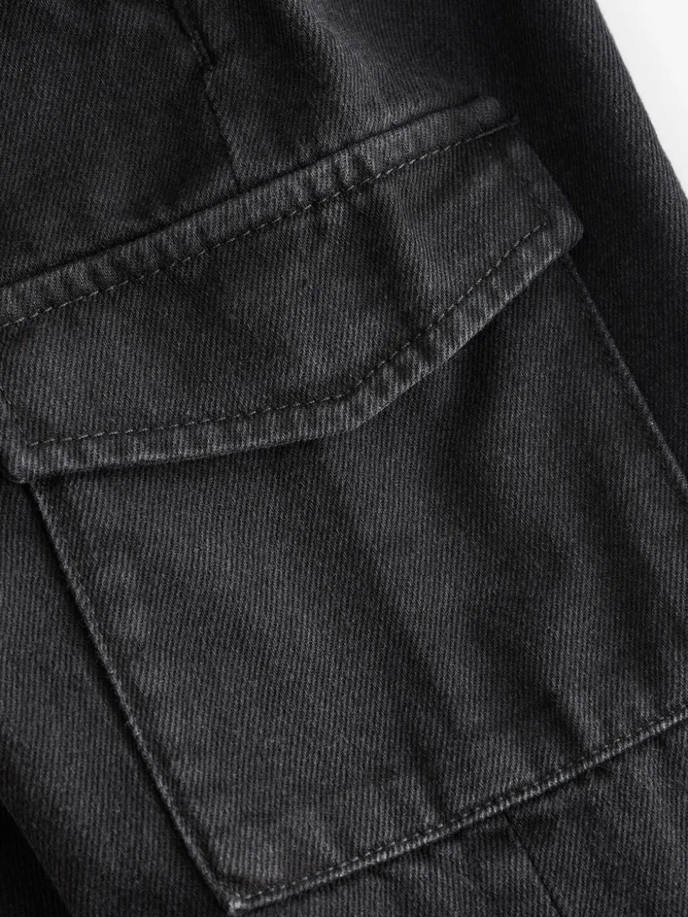 Zwart denim - 100% katoenen cargobroek met wijde pijpen en elastische taille (3mnd-7jr)