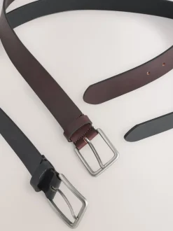 Zwart en bruin - Burnished Leather Belts Set 2 Pack