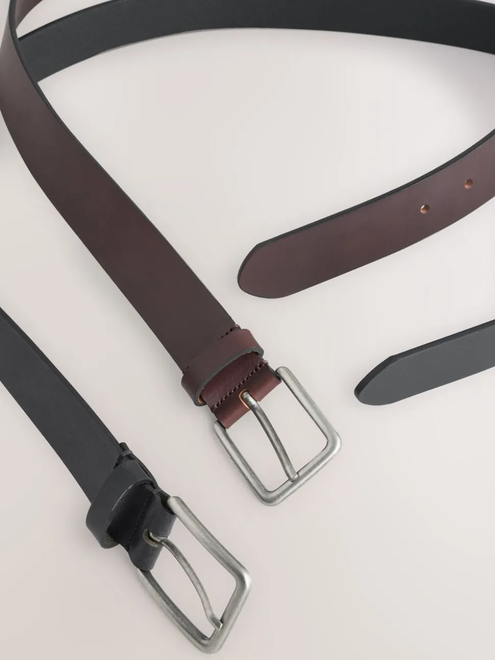 Zwart en bruin - Burnished Leather Belts Set 2 Pack
