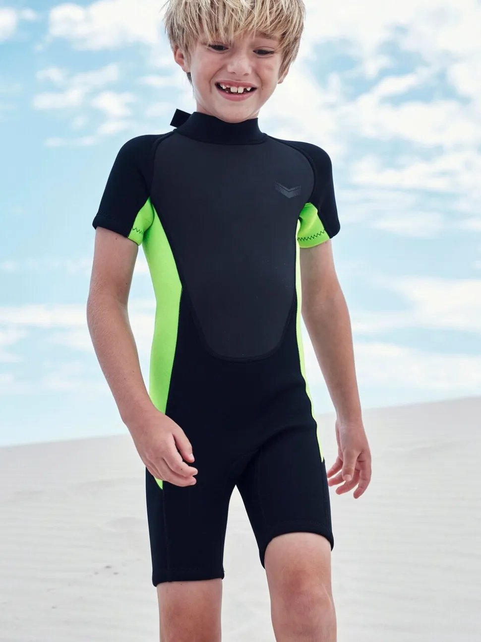 Zwart en groen met korte mouw - Wetsuit (1 - 16 jr)