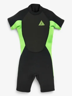 Zwart en groen met korte mouw - Wetsuit (1 - 16 jr)