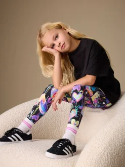 Zwart graffiti hartjes - Legging (3-16 jr)