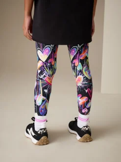 Zwart graffiti hartjes - Legging (3-16 jr)