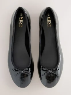Zwart lak - Ballerina's met ronde neus