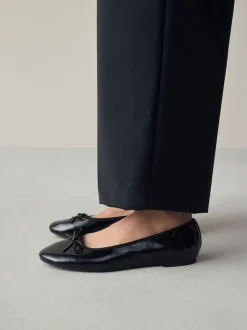 Zwart lak - Ballerina's met ronde neus