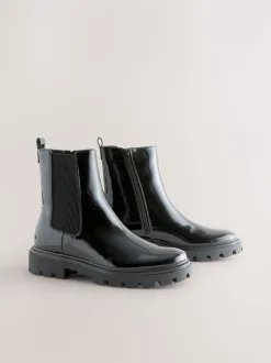Zwart lak - Forever Comfort® Chelsea-enkellaarzen met profielzool
