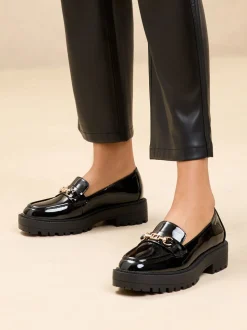 Zwart lak - Lipsy Chunky Snaffle Trim Detail Faux Leather Loafers