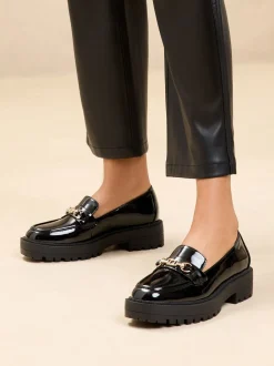 Zwart lak - Lipsy Chunky Snaffle Trim Detail Faux Leather Loafers