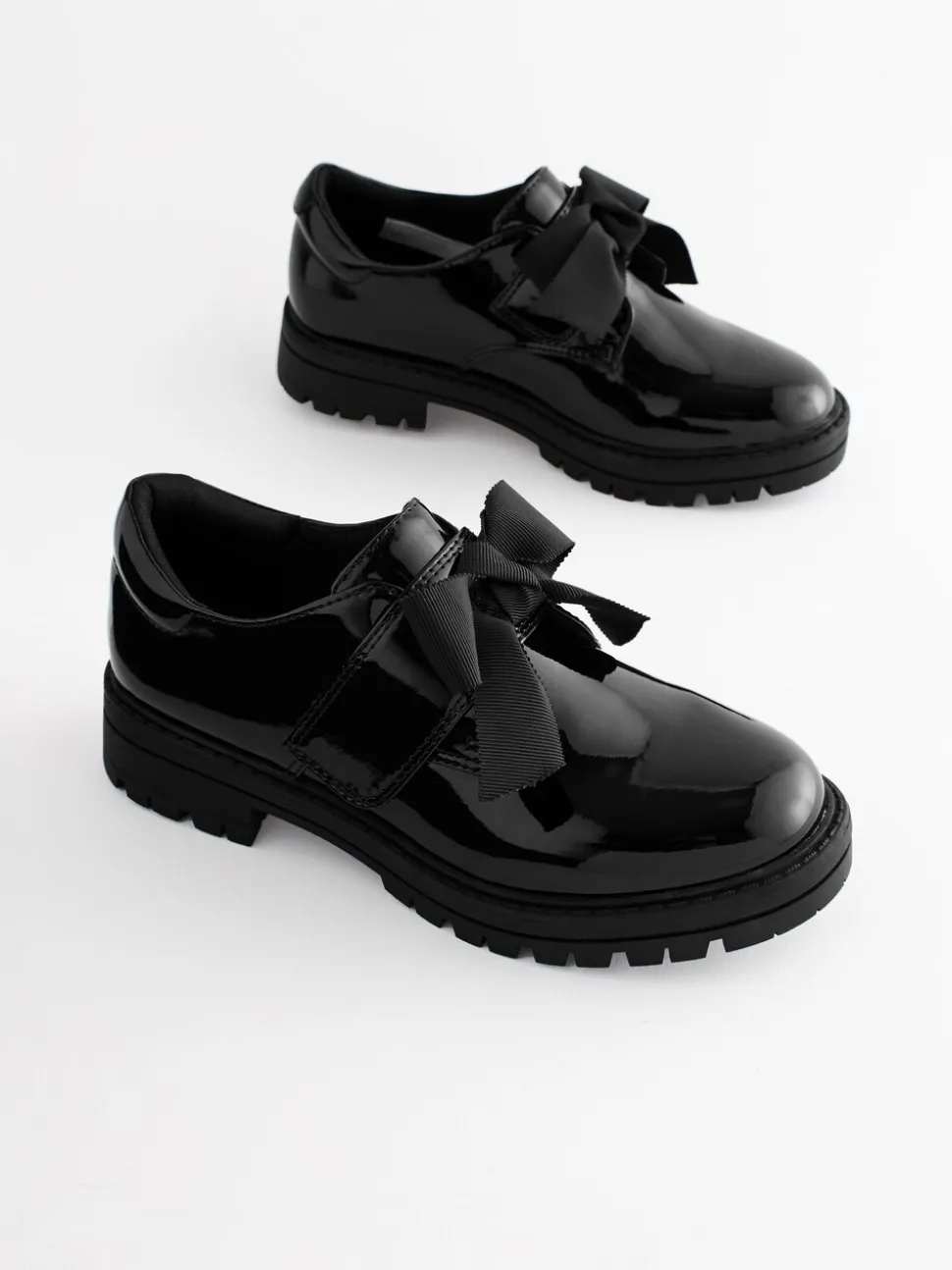 Zwart lak - Strik Monkstrap Chunky Schoolschoenen