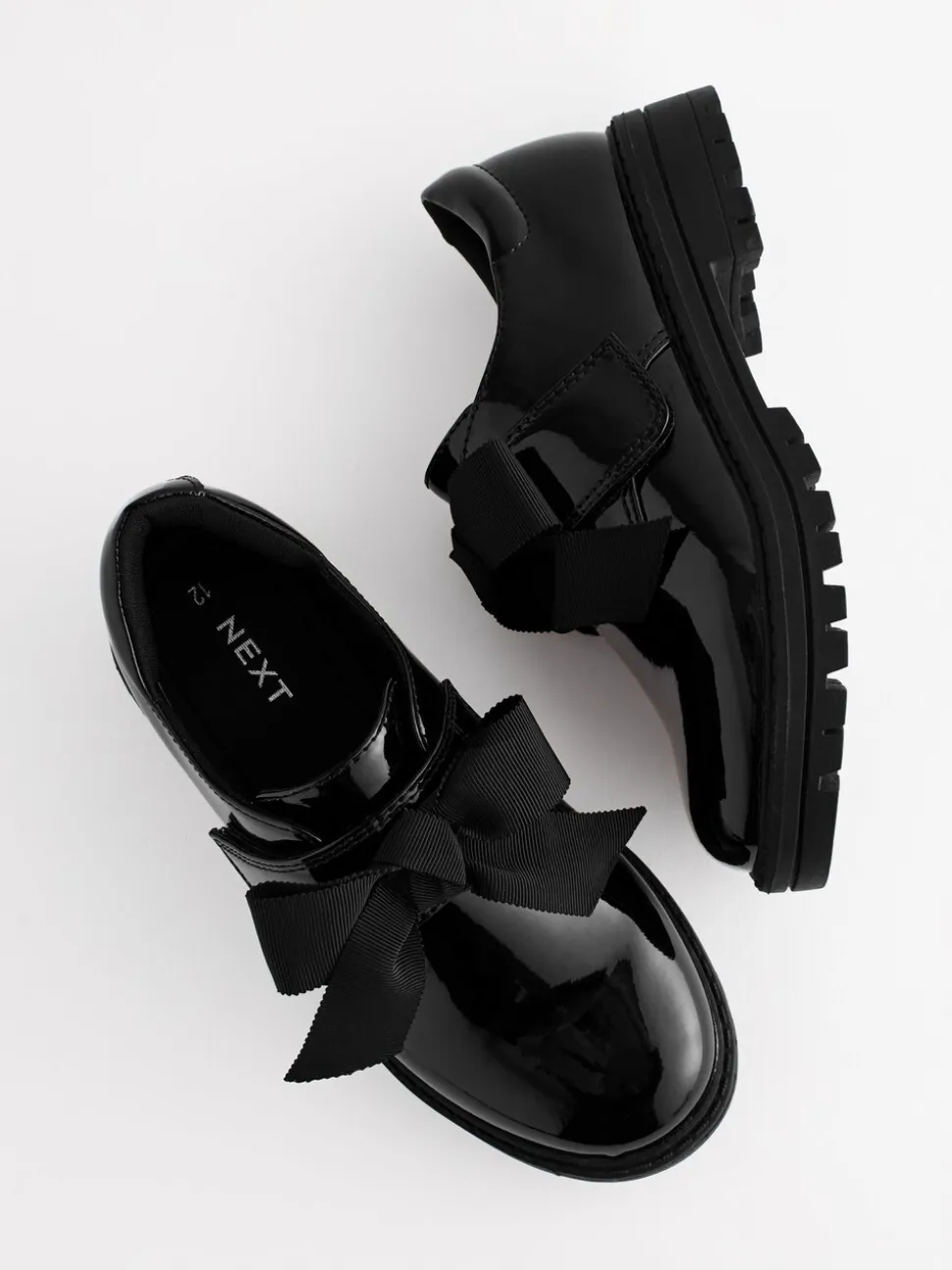 Zwart lak - Strik Monkstrap Chunky Schoolschoenen