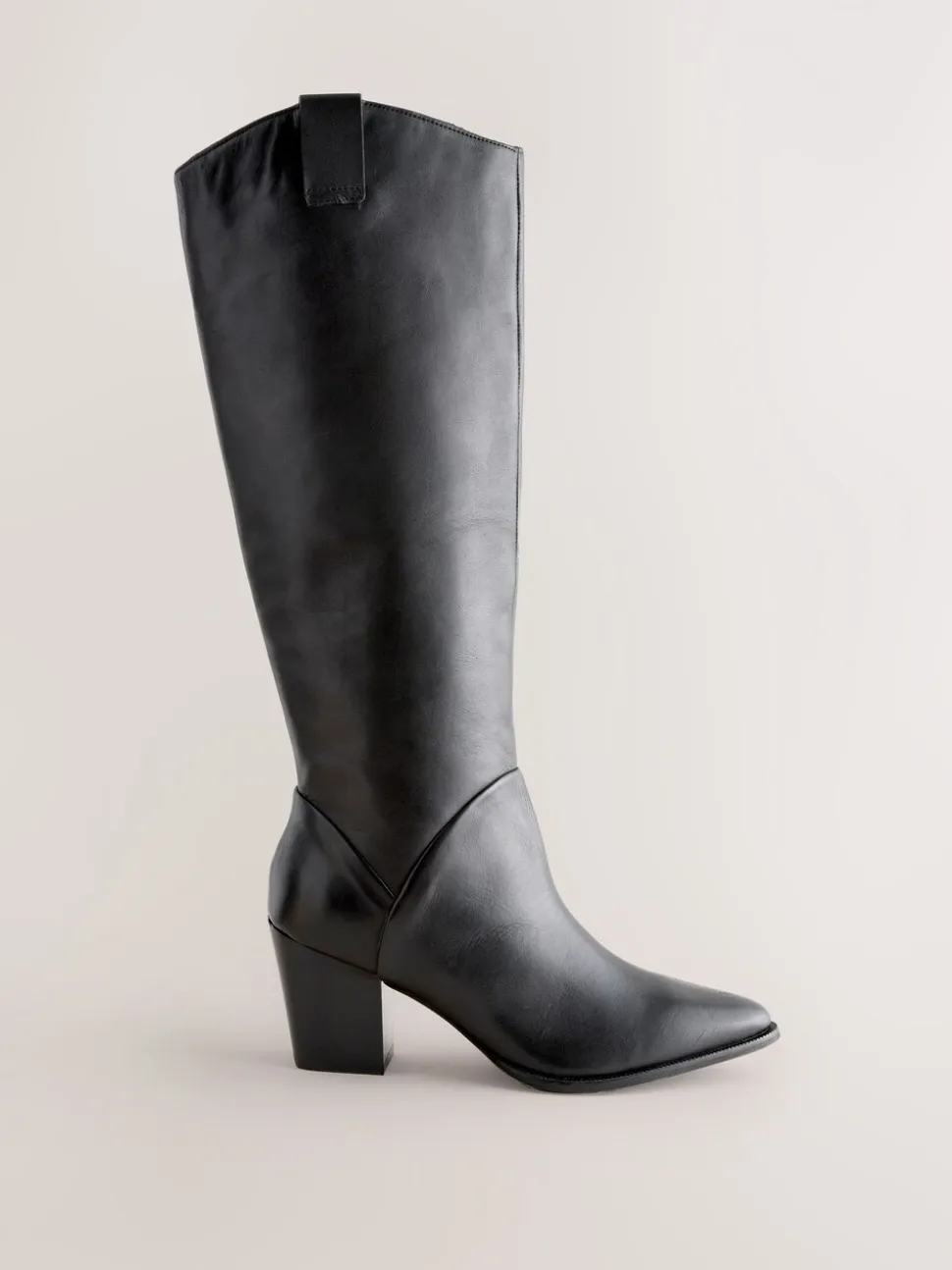 Zwart leer - Forever Comfort® Western Block Heel Knee High Boots
