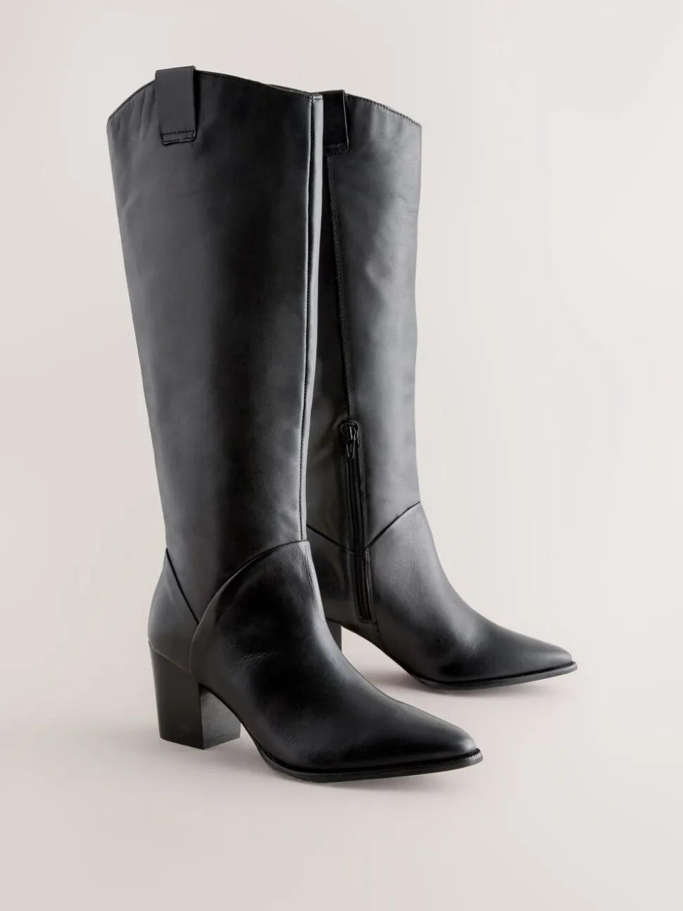 Zwart leer - Forever Comfort® Western Block Heel Knee High Boots