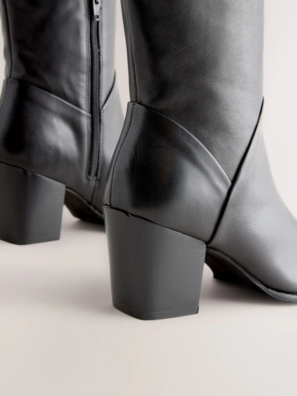 Zwart leer - Forever Comfort® Western Block Heel Knee High Boots