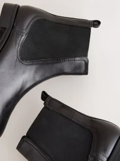 Zwart leer - Forever Comfort® Chelsea-enkellaarzen