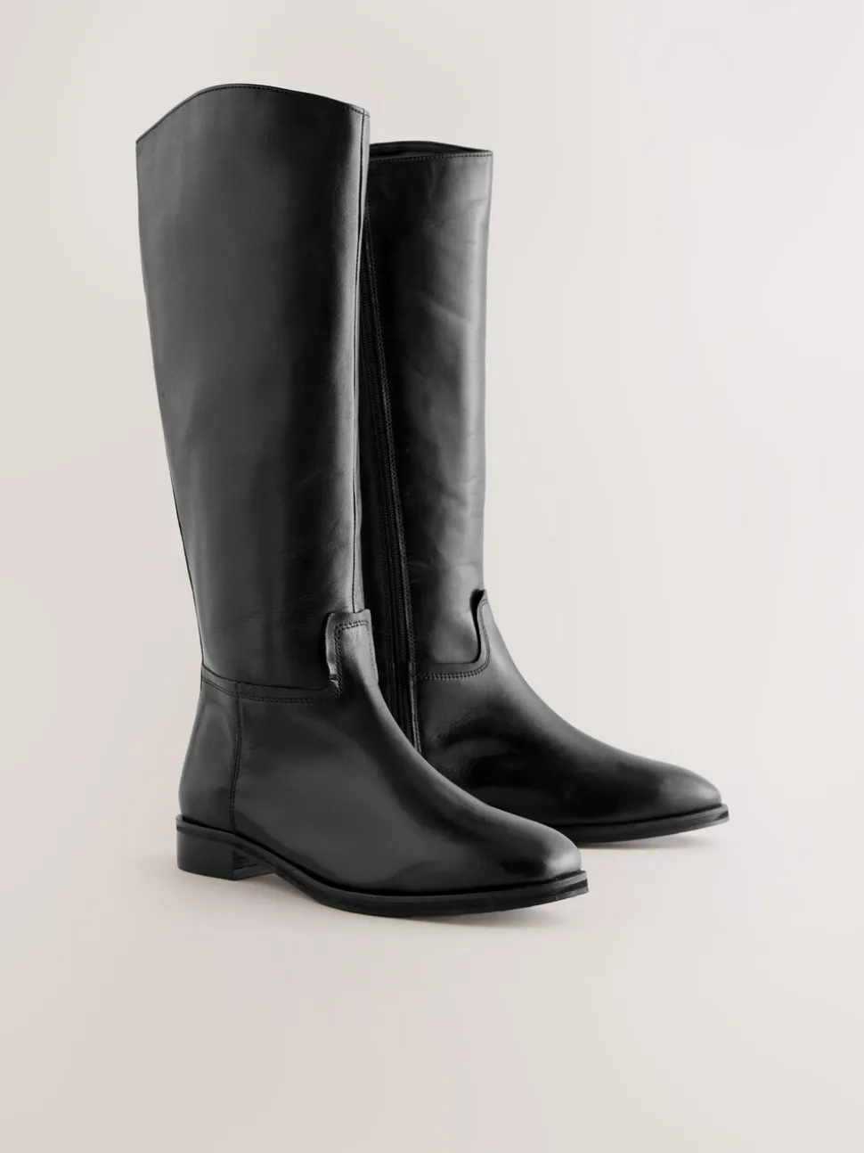Zwart leer - Forever Comfort® platte rijlaarzen