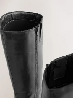 Zwart leer - Forever Comfort® platte rijlaarzen